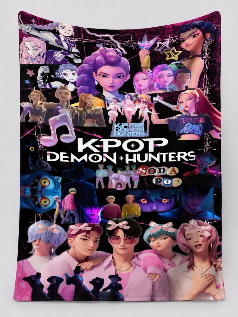 KPOP Demon Hunters & Saja Boys Fleece Throw Blanket - Soft Cozy Anime 50x60